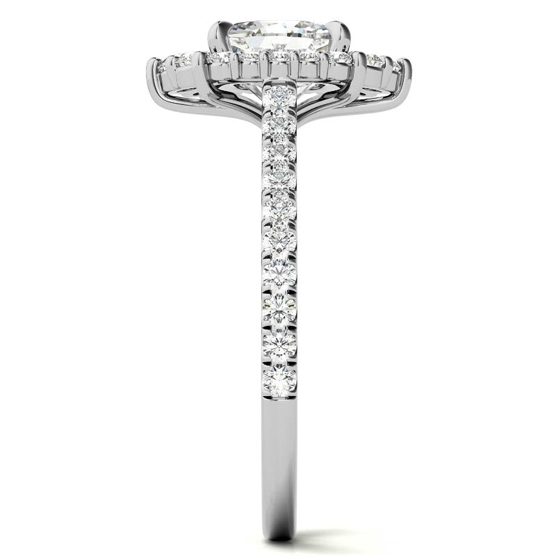 Cushion Moissanite Graduated Halo Engagement Ring