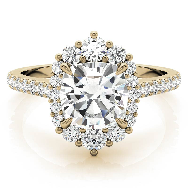 Cushion Moissanite Graduated Halo Engagement Ring