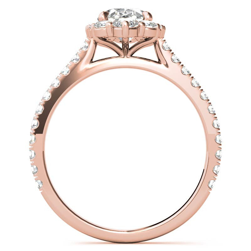 Oval Moissanite Graduated Halo Engagement Ring
