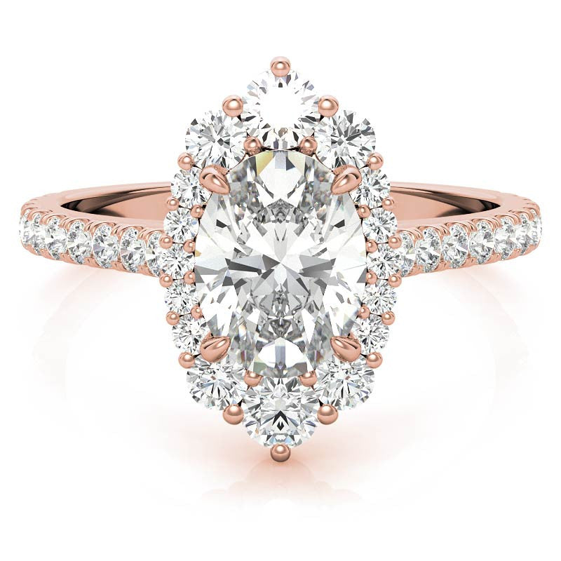 Oval Moissanite Graduated Halo Engagement Ring