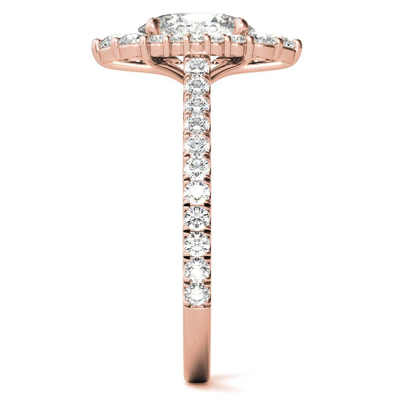 Oval Moissanite Graduated Halo Engagement Ring