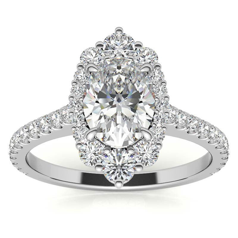 Oval Moissanite Graduated Halo Engagement Ring