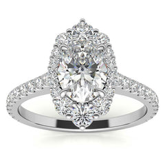 Oval Moissanite Graduated Halo Engagement Ring