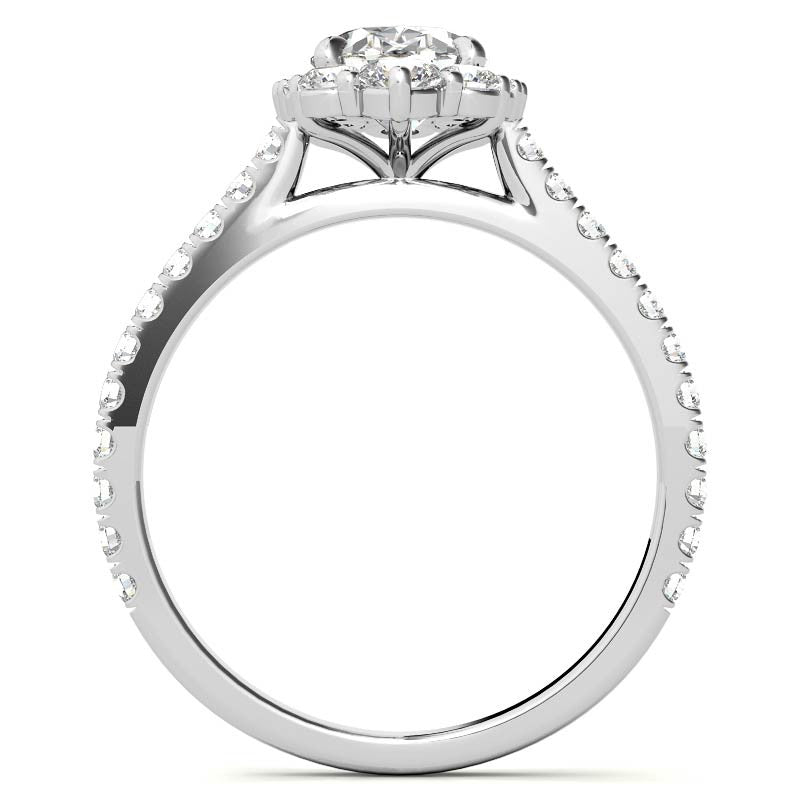 Oval Moissanite Graduated Halo Engagement Ring