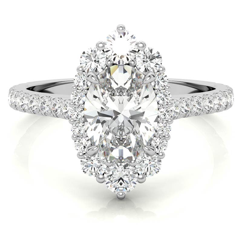 Oval Moissanite Graduated Halo Engagement Ring