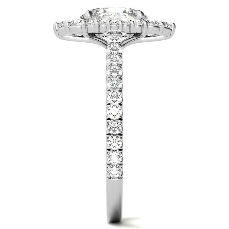 Oval Moissanite Graduated Halo Engagement Ring