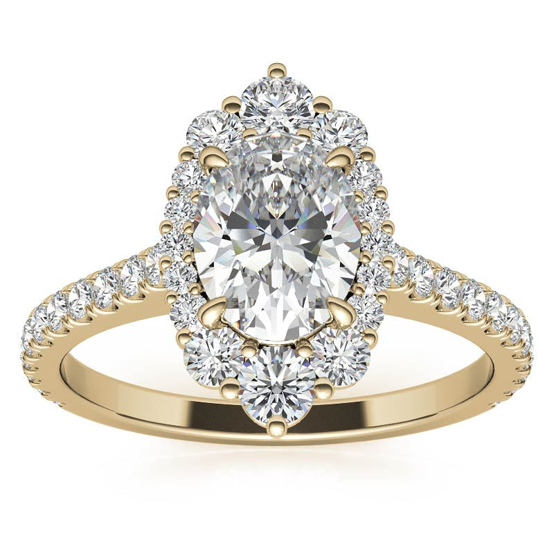 Oval Moissanite Graduated Halo Engagement Ring