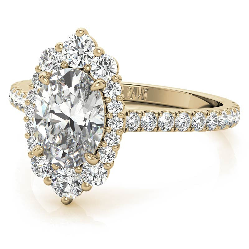 Oval Moissanite Graduated Halo Engagement Ring