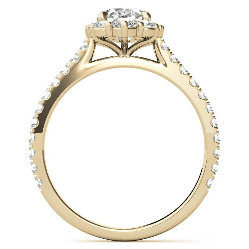 Oval Moissanite Graduated Halo Engagement Ring