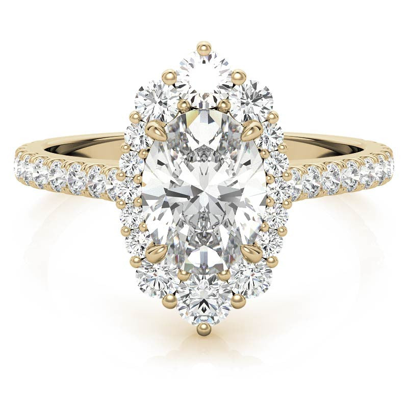 Oval Moissanite Graduated Halo Engagement Ring