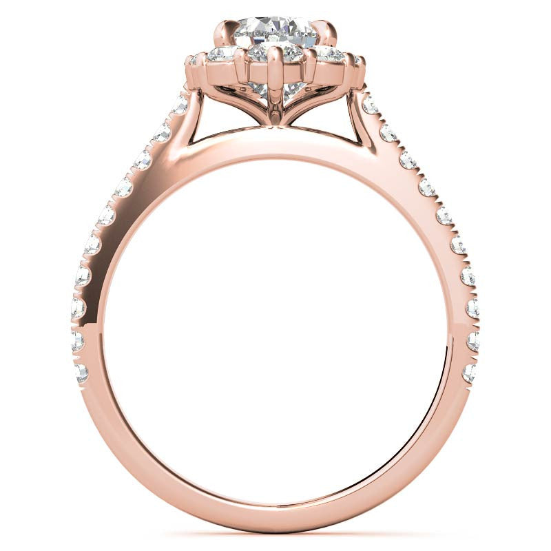 Pear Moissanite Graduated Halo Engagement Ring
