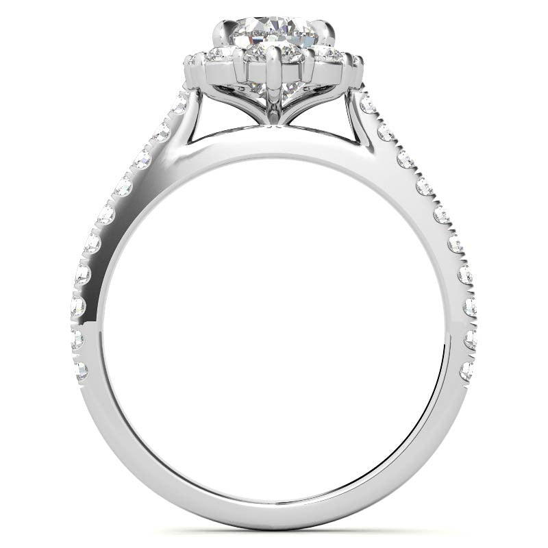 Pear Moissanite Graduated Halo Engagement Ring