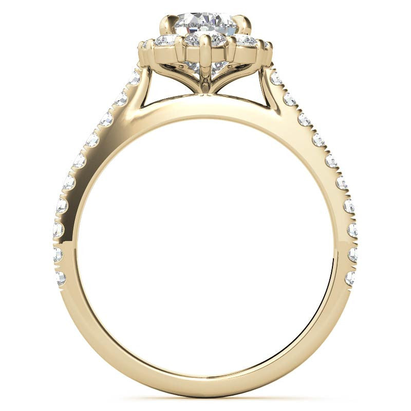 Pear Moissanite Graduated Halo Engagement Ring