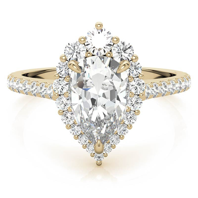 Pear Moissanite Graduated Halo Engagement Ring