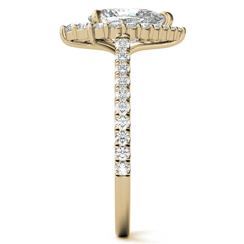 Pear Moissanite Graduated Halo Engagement Ring
