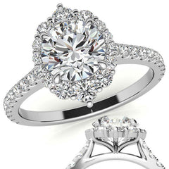 Round Brilliant Moissanite Graduated Halo Engagement Ring