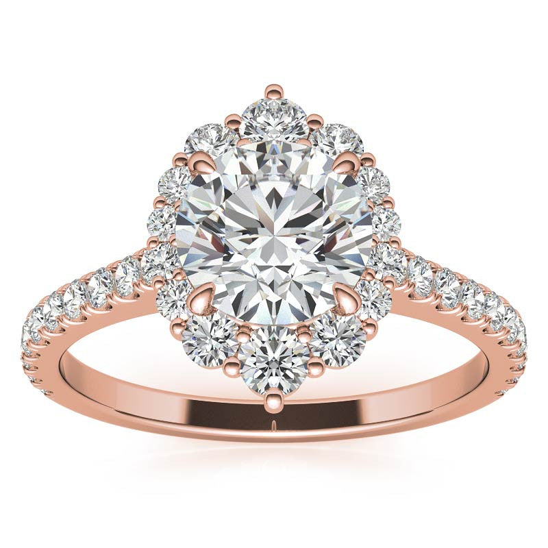 Round Brilliant Moissanite Graduated Halo Engagement Ring