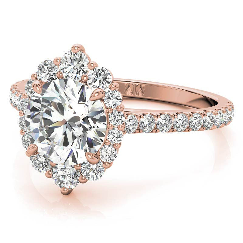 Round Brilliant Moissanite Graduated Halo Engagement Ring