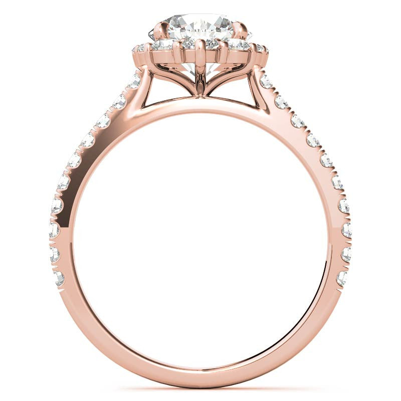 Round Brilliant Moissanite Graduated Halo Engagement Ring