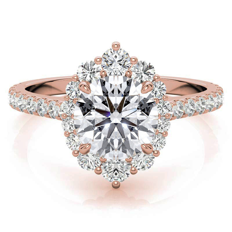 Round Brilliant Moissanite Graduated Halo Engagement Ring