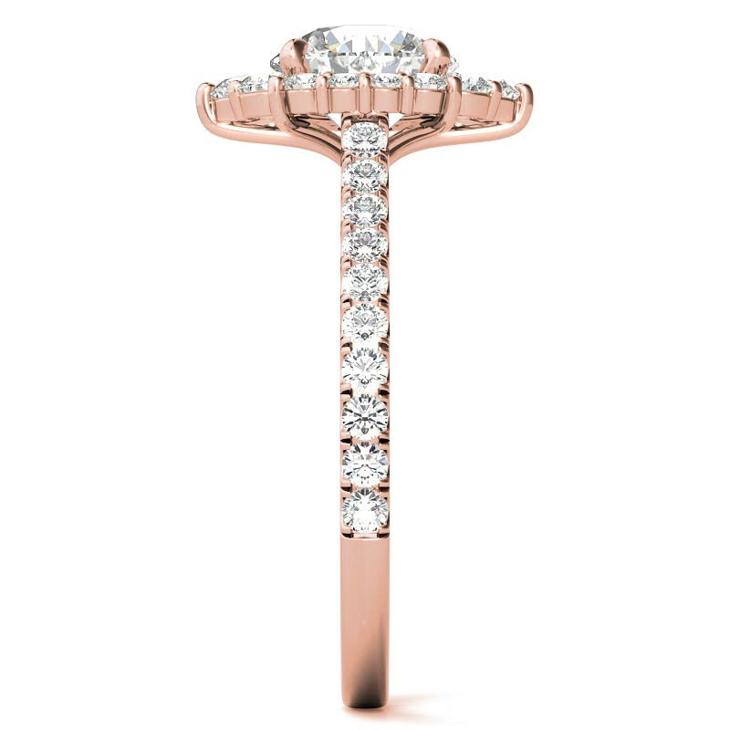 Round Brilliant Moissanite Graduated Halo Engagement Ring