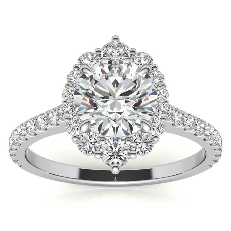 Round Brilliant Moissanite Graduated Halo Engagement Ring