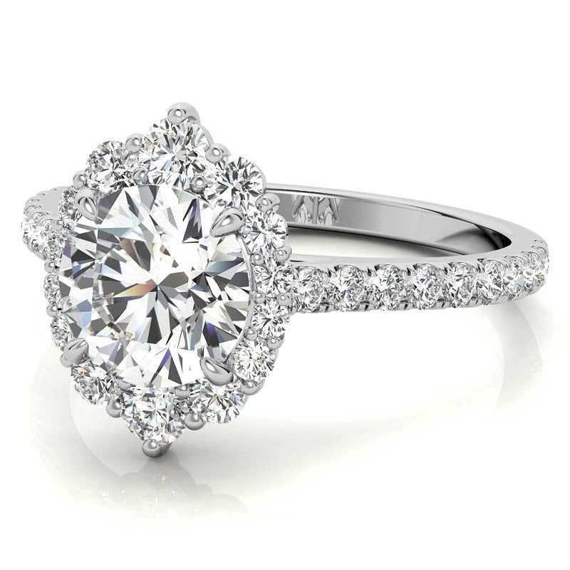 Round Brilliant Moissanite Graduated Halo Engagement Ring