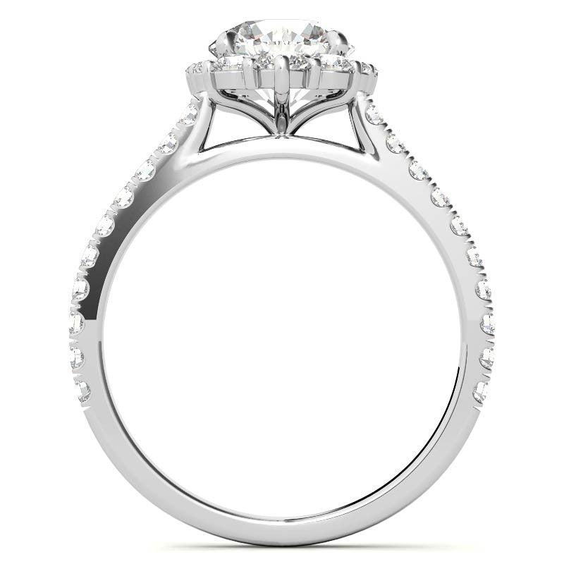 Round Brilliant Moissanite Graduated Halo Engagement Ring
