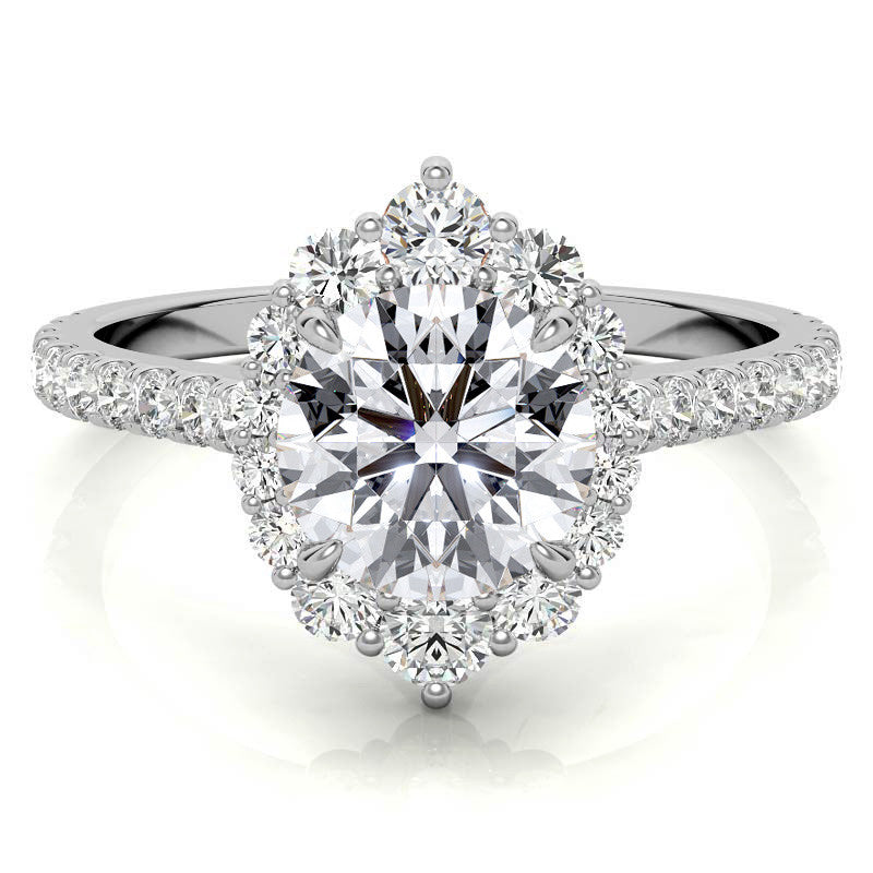 Round Brilliant Moissanite Graduated Halo Engagement Ring