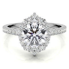 Round Brilliant Moissanite Graduated Halo Engagement Ring
