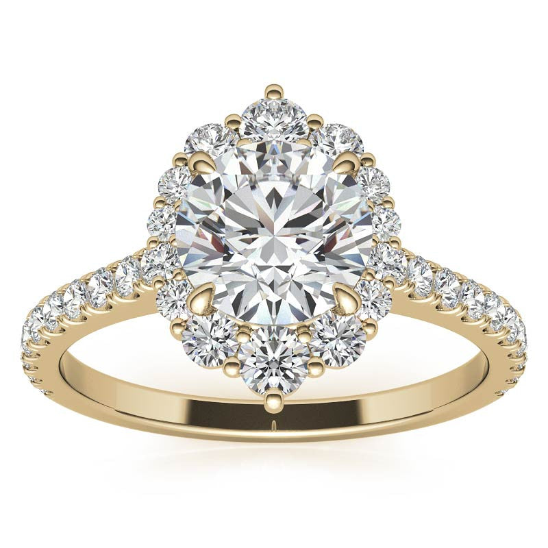 Round Brilliant Moissanite Graduated Halo Engagement Ring