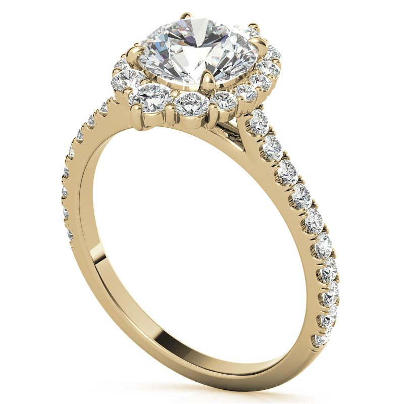 Round Brilliant Moissanite Graduated Halo Engagement Ring