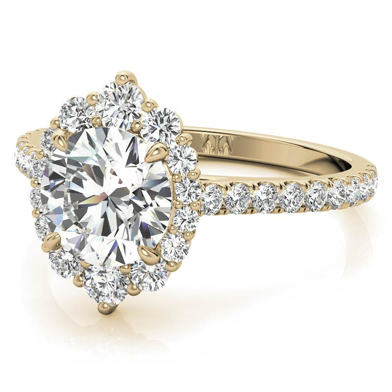 Round Brilliant Moissanite Graduated Halo Engagement Ring