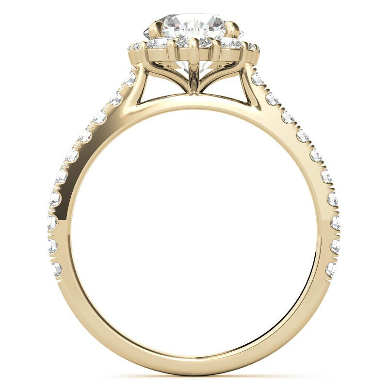Round Brilliant Moissanite Graduated Halo Engagement Ring