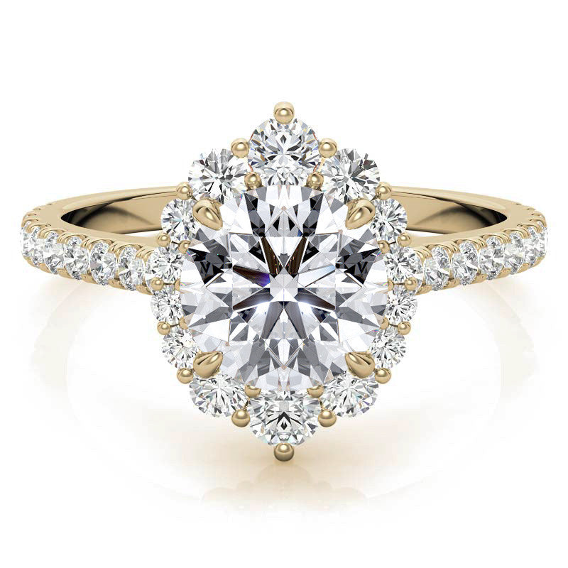 Round Brilliant Moissanite Graduated Halo Engagement Ring
