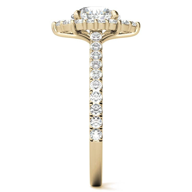 Round Brilliant Moissanite Graduated Halo Engagement Ring