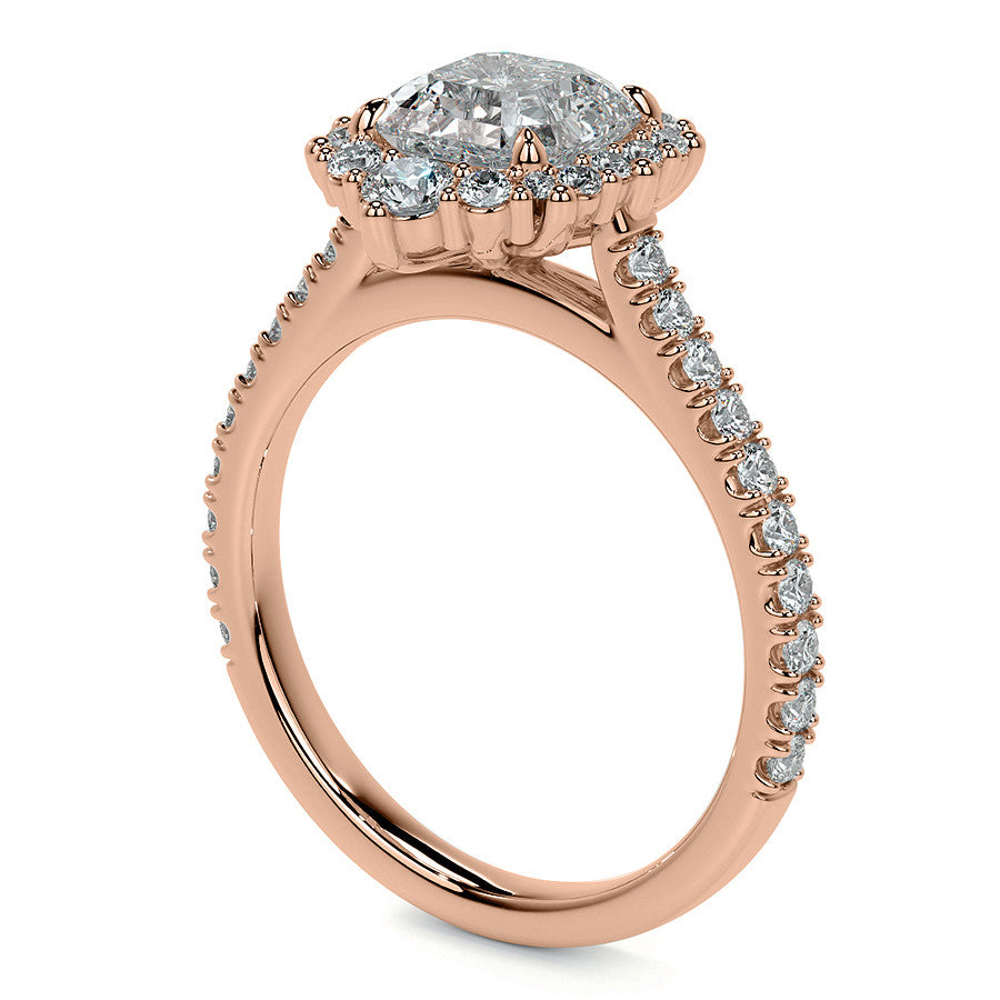 Asscher Moissanite Graduated Halo Engagement Ring