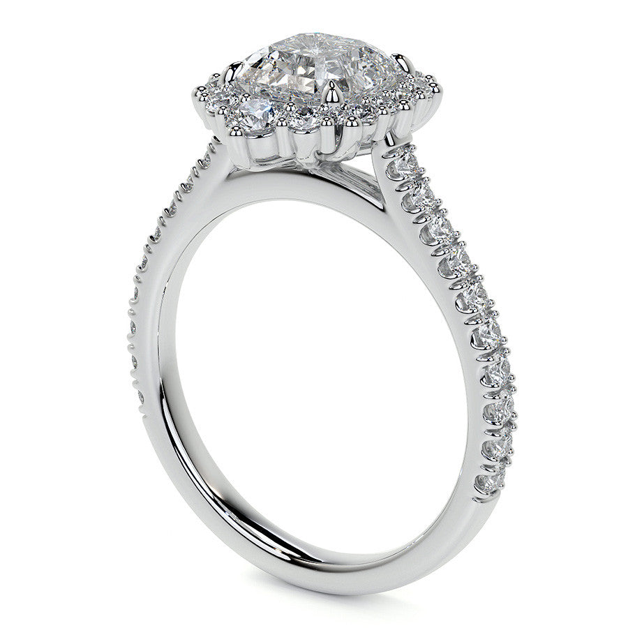 Asscher Moissanite Graduated Halo Engagement Ring