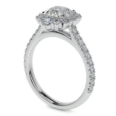 Asscher Moissanite Graduated Halo Engagement Ring