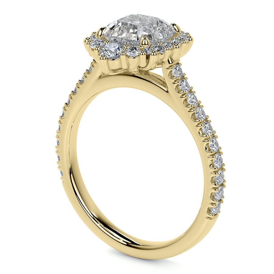Asscher Moissanite Graduated Halo Engagement Ring