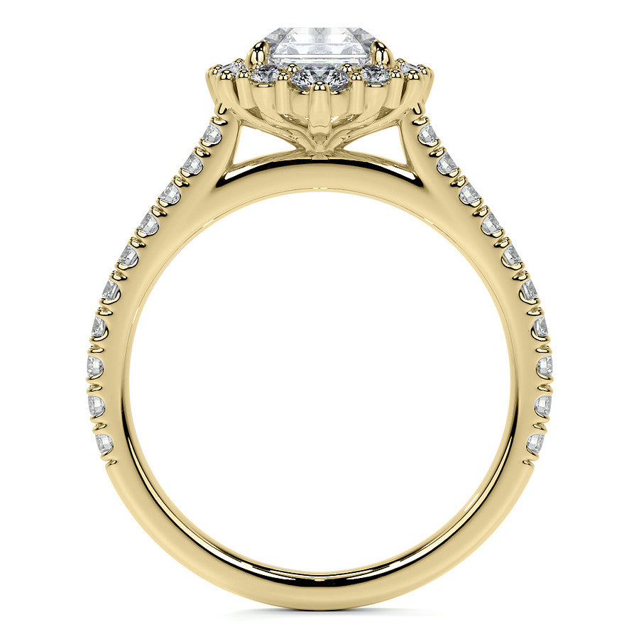 Asscher Moissanite Graduated Halo Engagement Ring