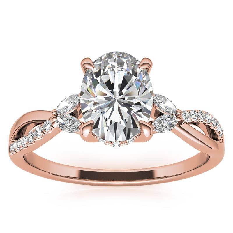 Split Shank Marquise and Oval Moissanite Engagement Ring