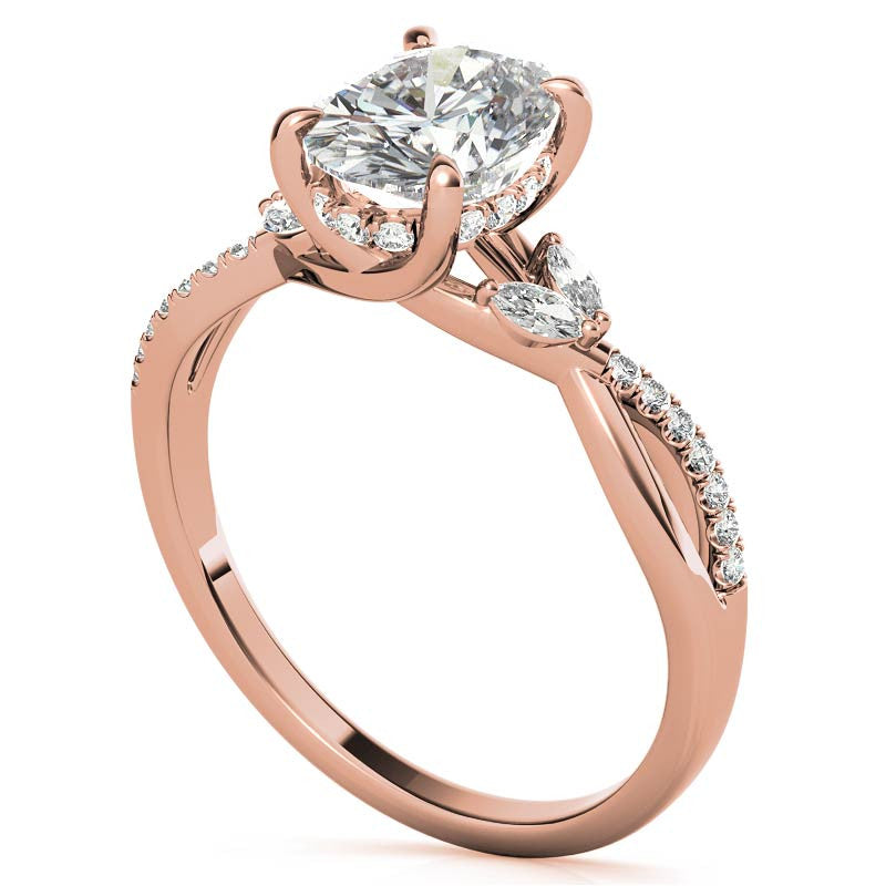 Split Shank Marquise and Oval Moissanite Engagement Ring
