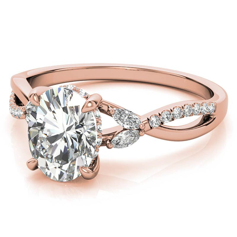 Split Shank Marquise and Oval Moissanite Engagement Ring