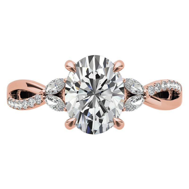 Split Shank Marquise and Oval Moissanite Engagement Ring