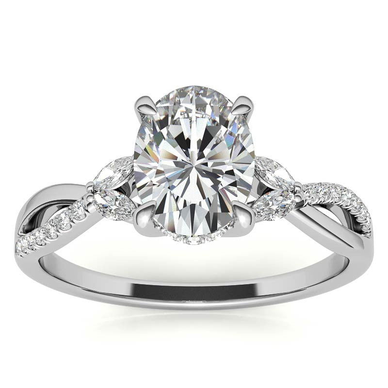 Split Shank Marquise and Oval Moissanite Engagement Ring