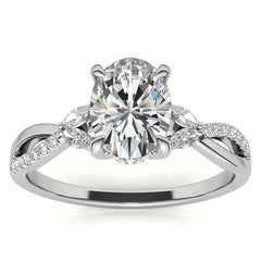 Split Shank Marquise and Oval Moissanite Engagement Ring