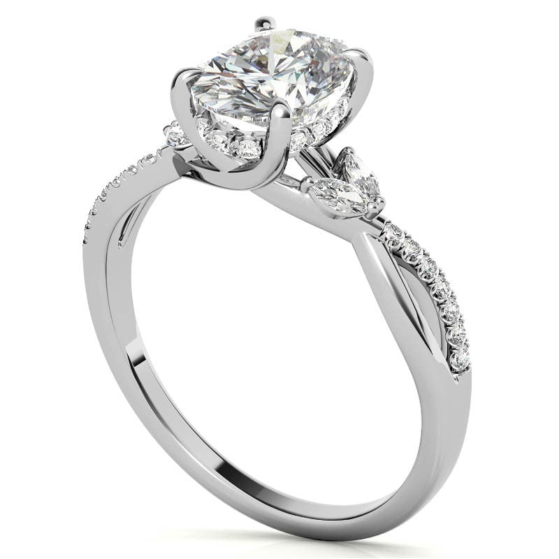 Split Shank Marquise and Oval Moissanite Engagement Ring