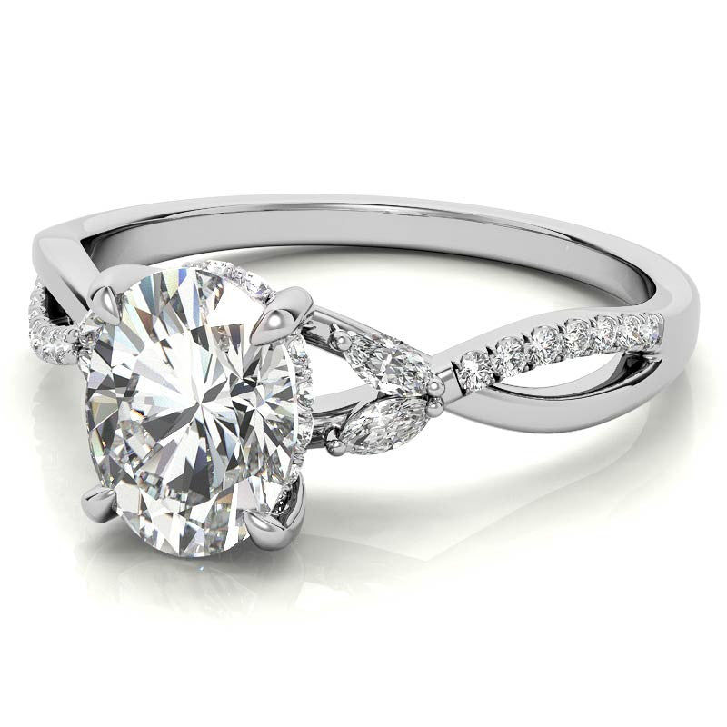 Split Shank Marquise and Oval Moissanite Engagement Ring