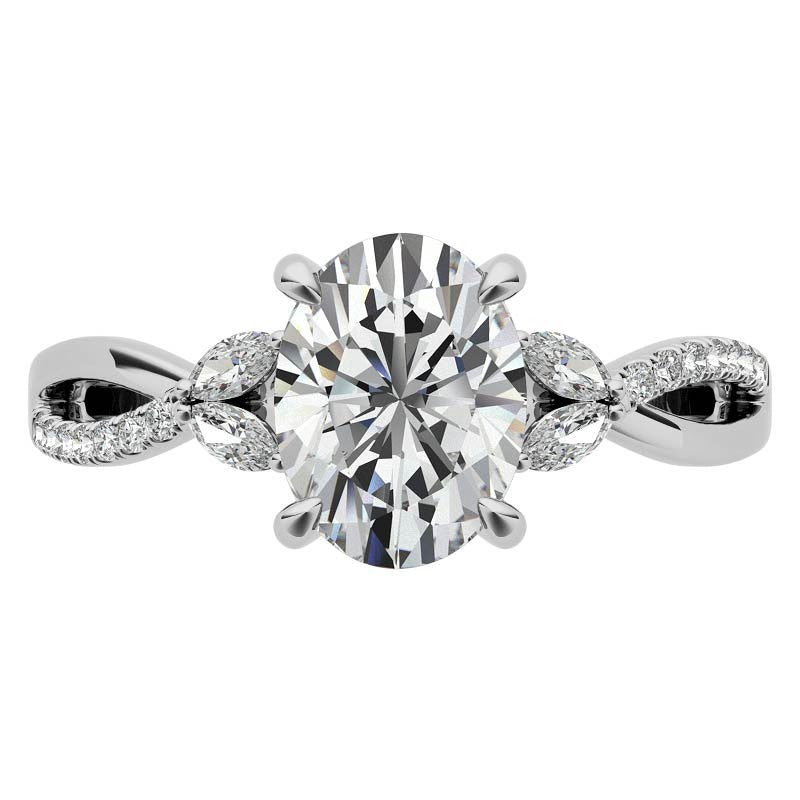 Split Shank Marquise and Oval Moissanite Engagement Ring